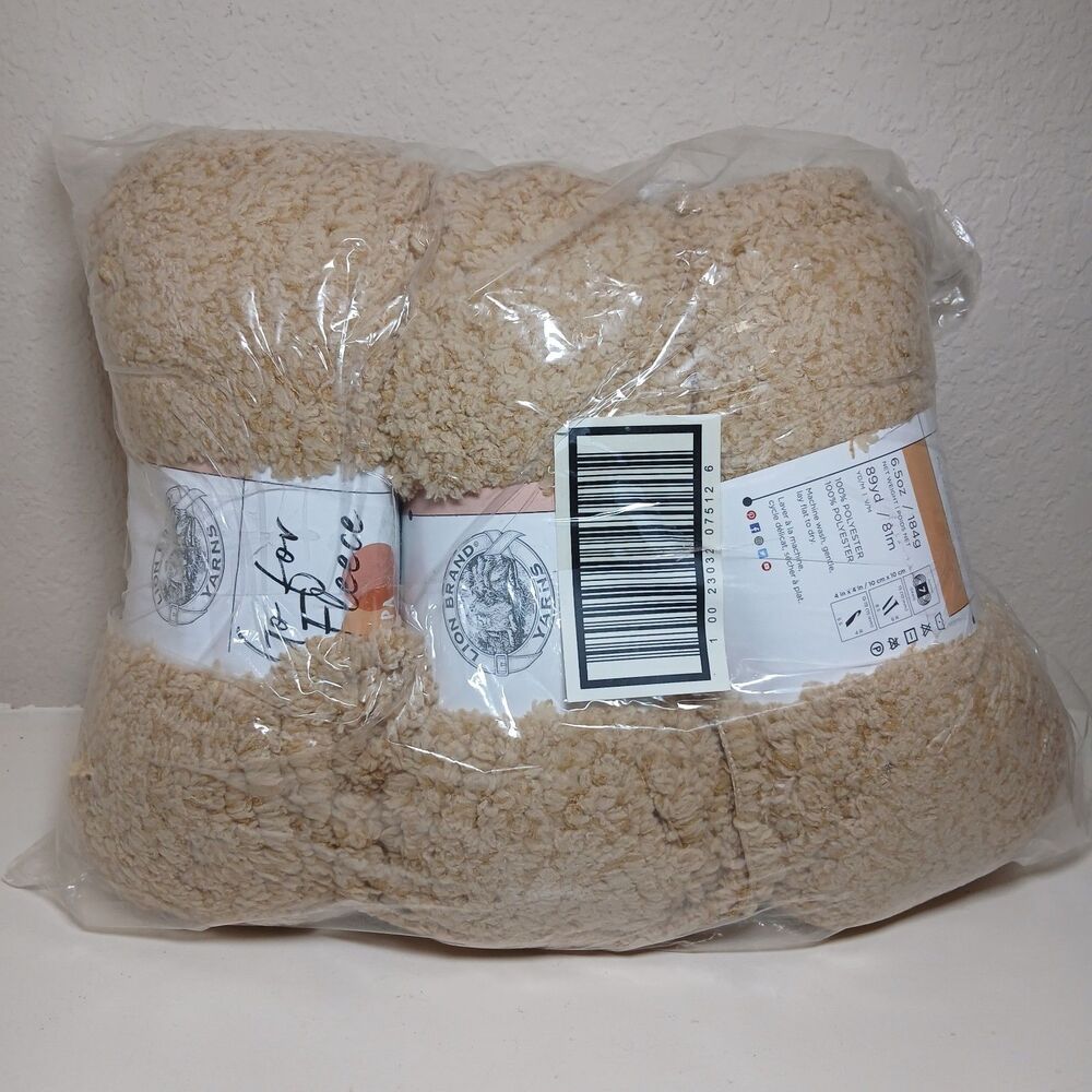 NEW Lion Brand Go For Fleece Sherpa Yarn Honey 3 Skein Pack New Sealed